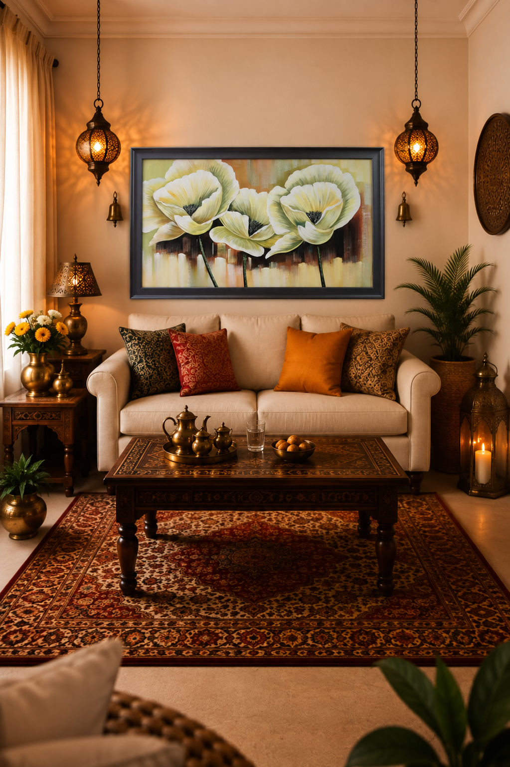 Floral Elegance Artwork shown in a room setting