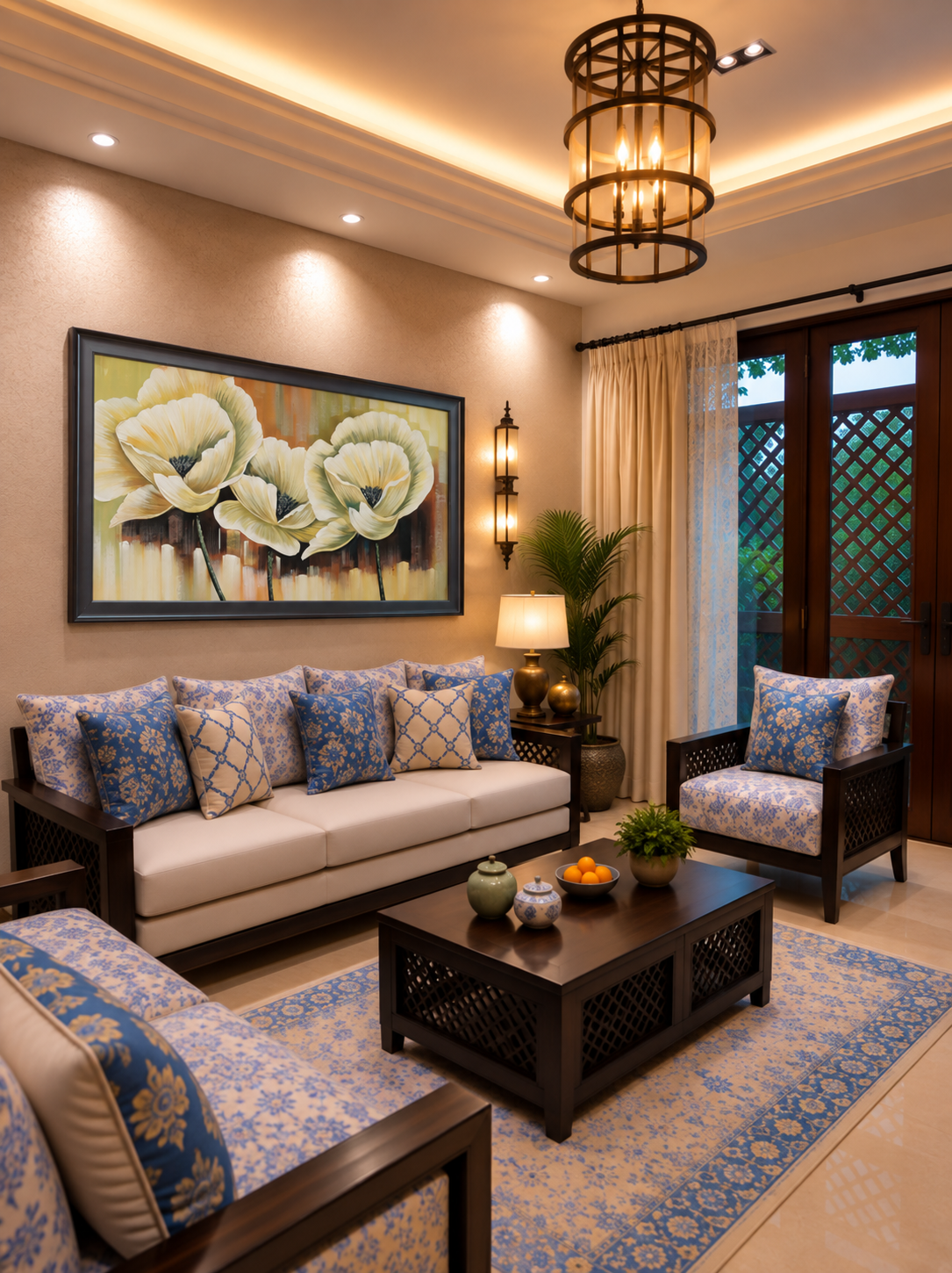Floral Elegance Artwork shown in a room setting