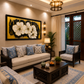 Floral Gold & Black Canvas shown in a room setting
