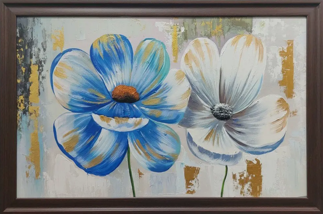 Floral Impressionist Canvas Art, framed