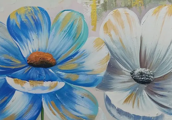 Floral Impressionist Canvas Art, brushwork detail
