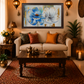 Floral Impressionist Canvas Art shown in a room setting