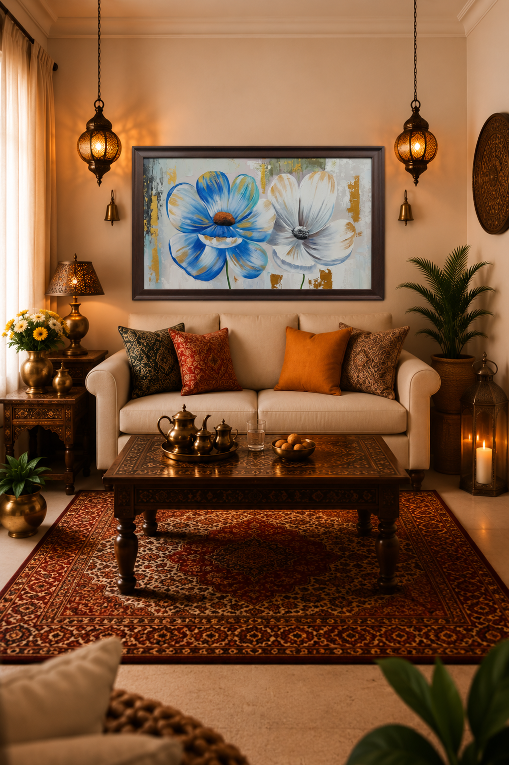 Floral Impressionist Canvas Art shown in a room setting