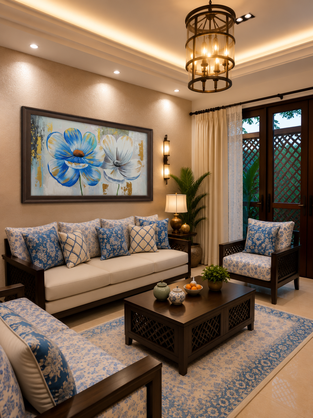 Floral Impressionist Canvas Art shown in a room setting