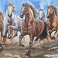 Galloping Horses Watercolor Painting, brushwork detail