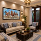 Galloping Horses Watercolor Painting shown in a room setting