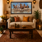 Galloping Horses Watercolor Painting shown in a room setting