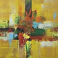 Golden Abstract Cross Canvas, brushwork detail