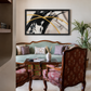 Golden Arch Abstract Canvas shown in a room setting