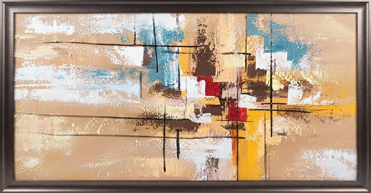 Golden Earth Abstract Composition, framed
