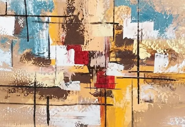 Golden Earth Abstract Composition, brushwork detail