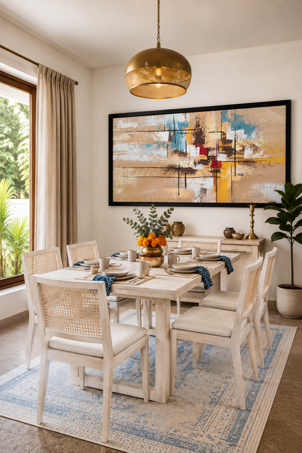 Golden Earth Abstract Composition shown in a room setting