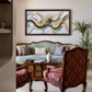 Golden Flow Abstract Canvas shown in a room setting