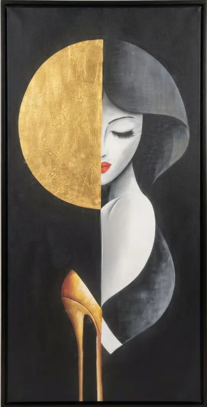 Golden Lady Silhouette Art, framed