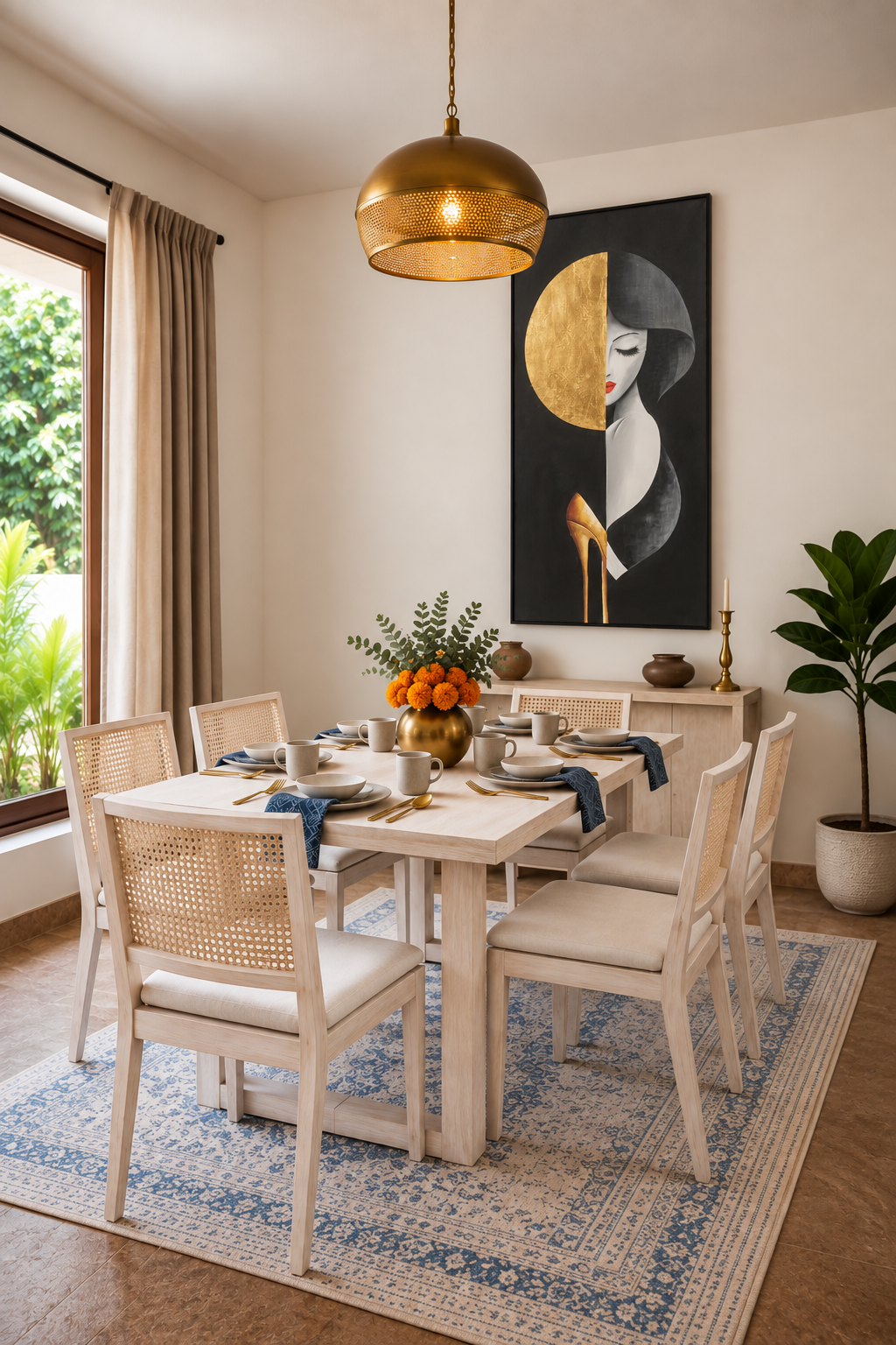 Golden Lady Silhouette Art shown in a room setting
