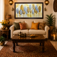 Golden Leaf Abstract Canvas shown in a room setting
