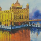Golden Temple Watercolor Art, brushwork detail