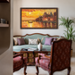 Golden Varanasi River Sunset shown in a room setting