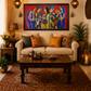 Indian Folk Musicians Canvas shown in a room setting