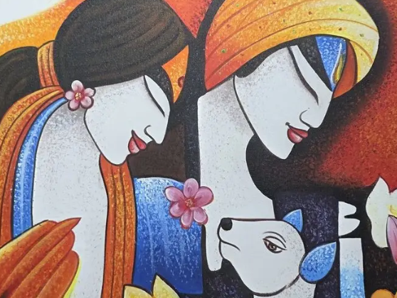 Indian Love Story Artwork, framed