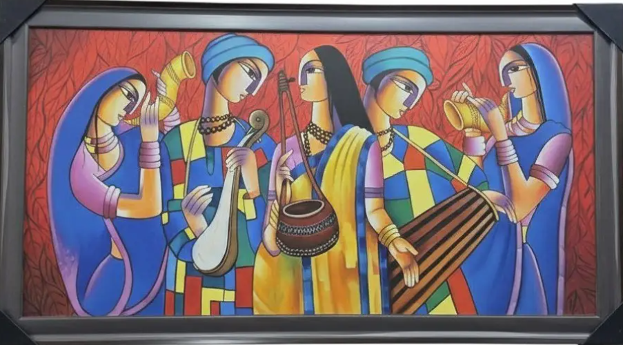 Indian Musicians Wall Art, framed