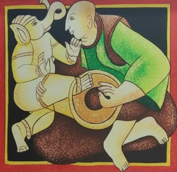 Indian Mythological Art, brushwork detail