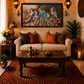 Krishna and Gopis Painting shown in a room setting