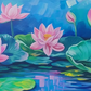 Lotus Pond Serenity, brushwork detail