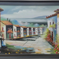 Mediterranean Village Scene Canvas, framed