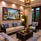 Mediterranean Village Scene Canvas shown in a room setting