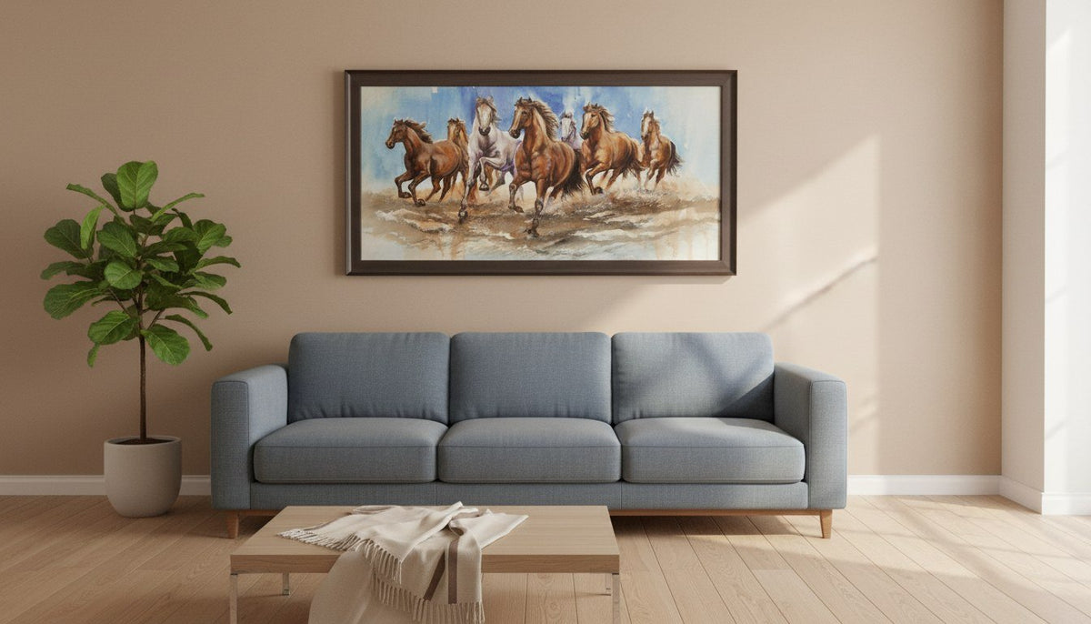 Galloping Horses Watercolor Painting