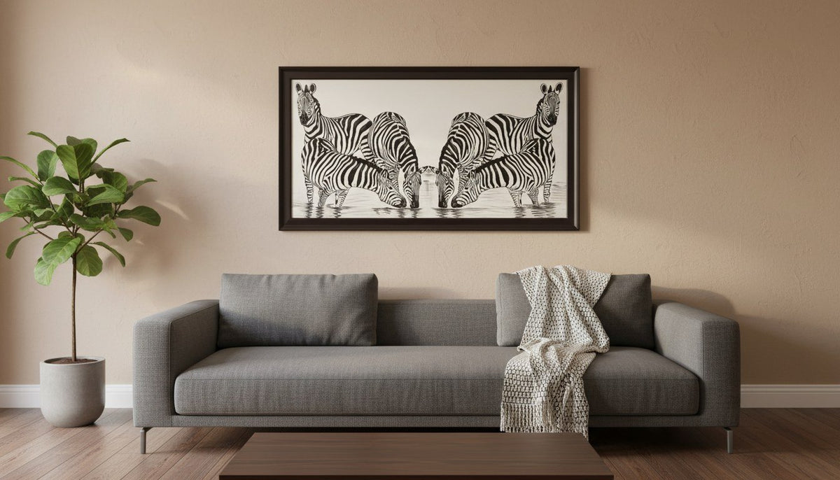 Zebra Waterhole Painting