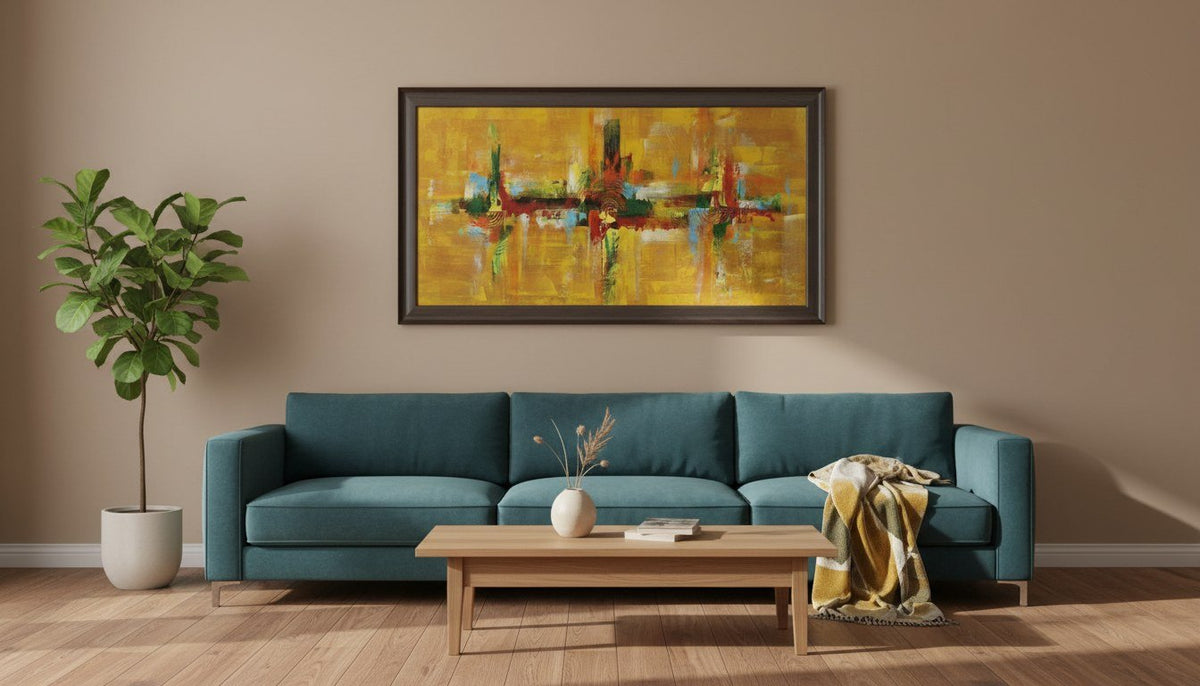 Golden Abstract Cross Canvas