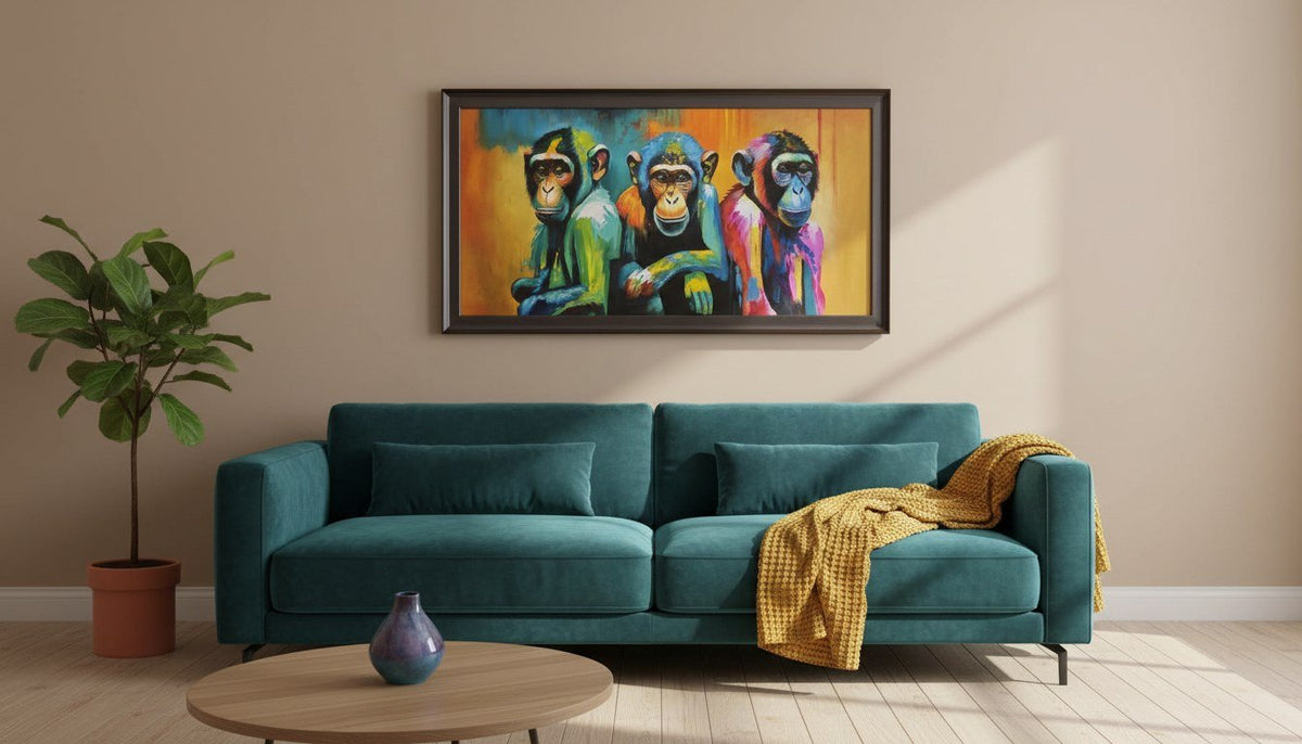 Colorful Monkey Trio Canvas