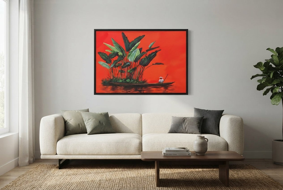 Tropical River Boat Scene