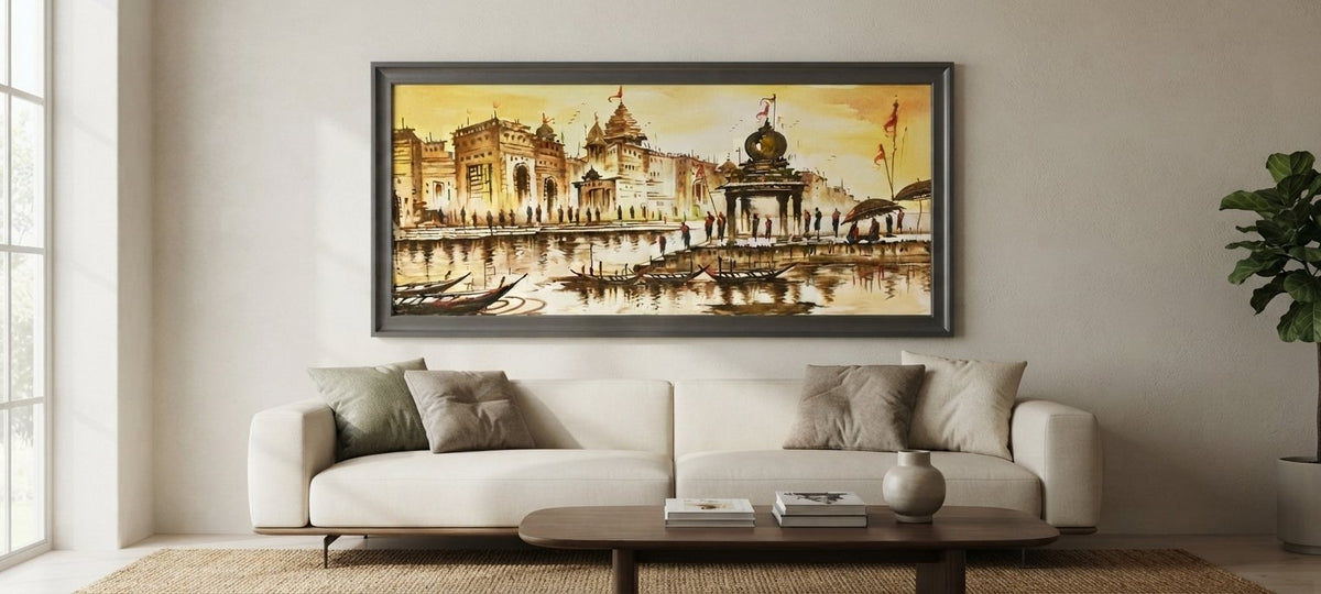Golden Varanasi Ghat Landscape