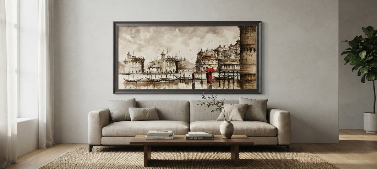 Rainy Cityscape River Scene