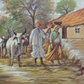 Rural Indian Village Scene, brushwork detail