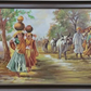 Rural Indian Village Scene, framed