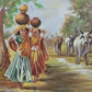 Rural Indian Village Scene, brushwork detail
