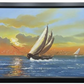 Sailing Sunset Oil Painting, framed