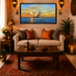 Sailing Sunset Oil Painting shown in a room setting
