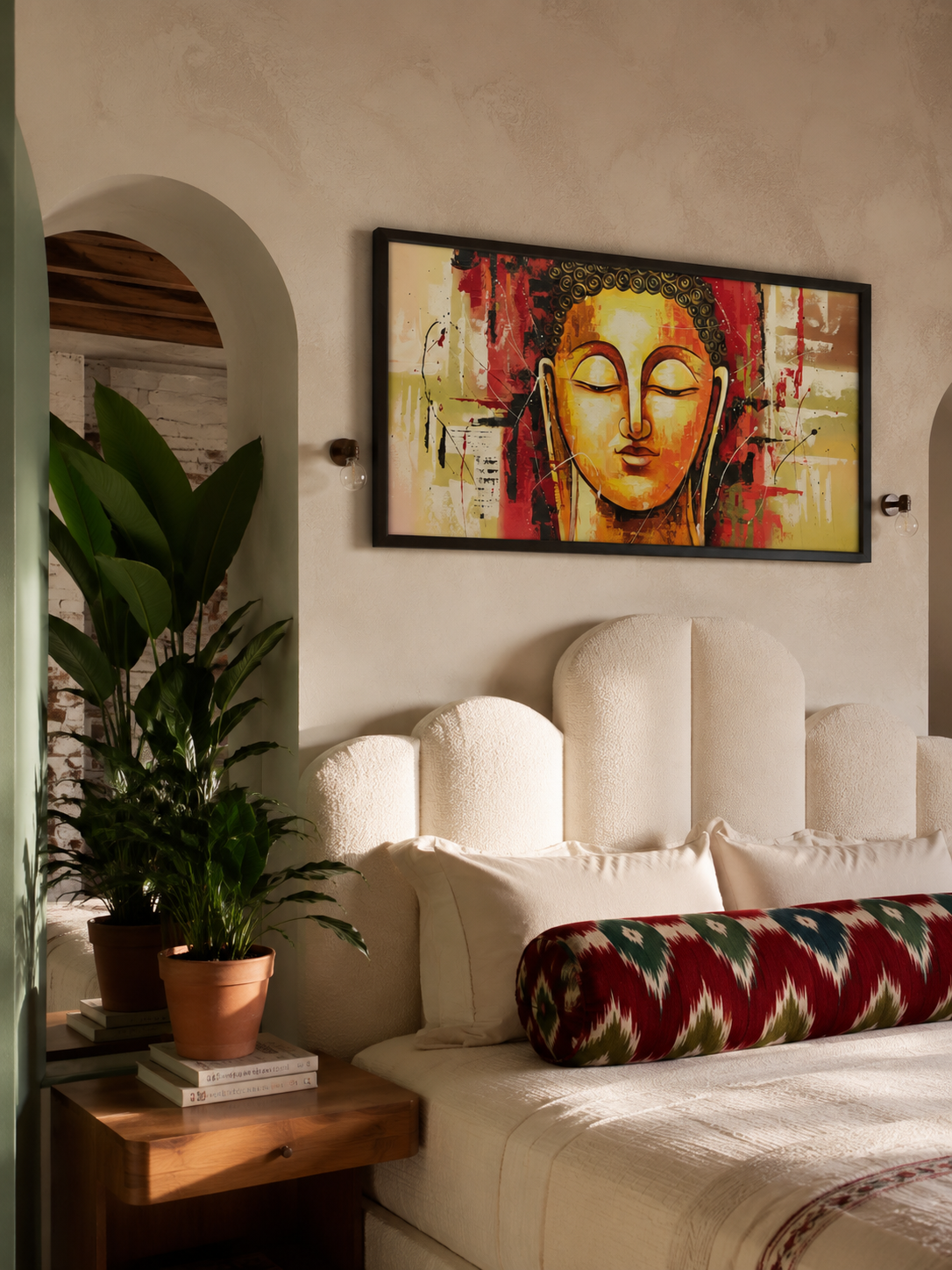 Serene Buddha Abstract Art shown in a room setting