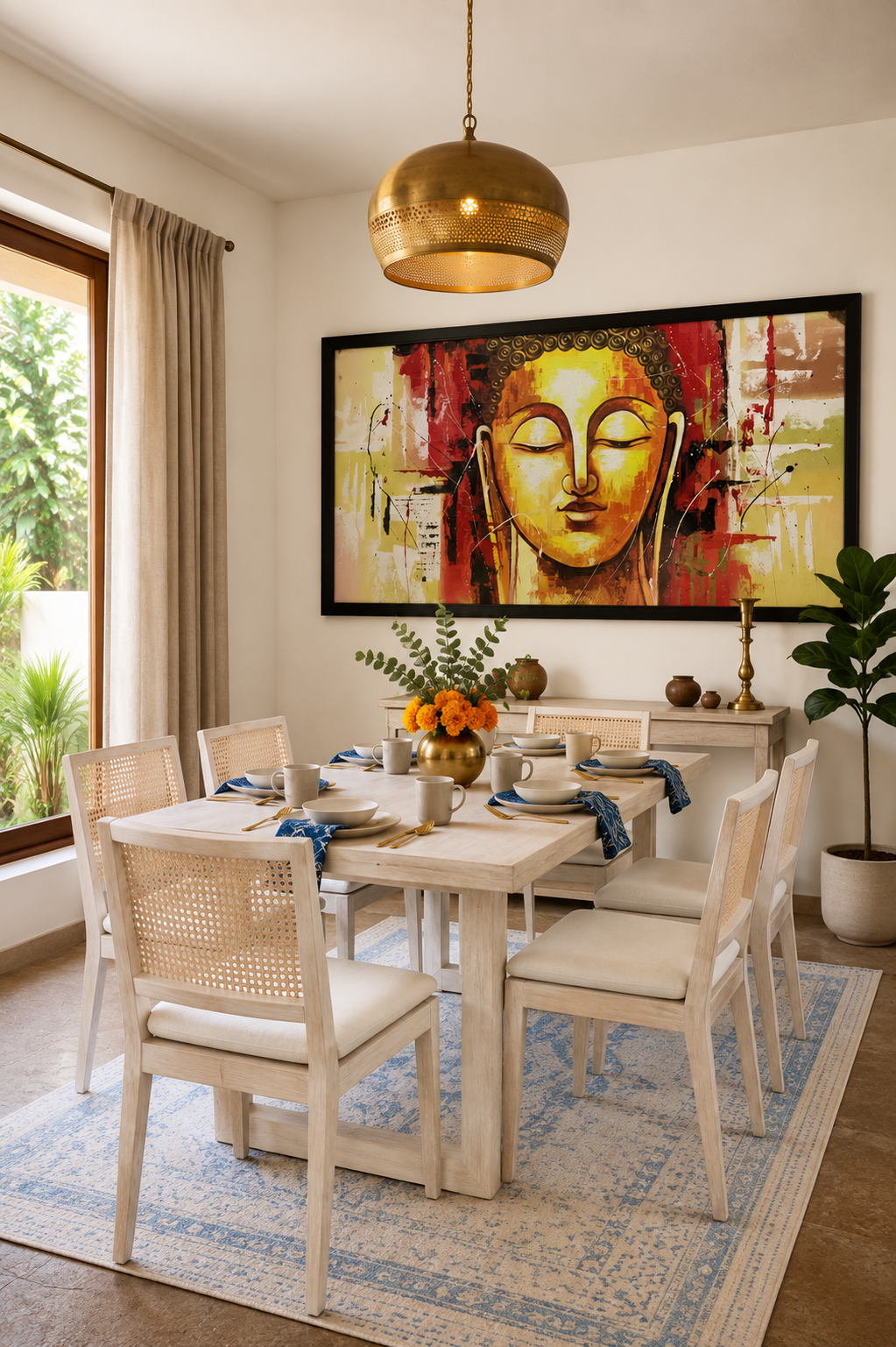 Serene Buddha Abstract Art shown in a room setting
