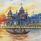 Serene Ganges River Landscape, brushwork detail