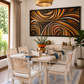 Swirling Warmth Abstract Canvas shown in a room setting