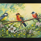 Three Birds Cherry Blossom, framed