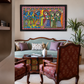 Traditional Indian Madhubani Art shown in a room setting