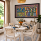 Traditional Indian Madhubani Art shown in a room setting