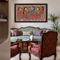 Traditional Indian Mithila Artwork shown in a room setting